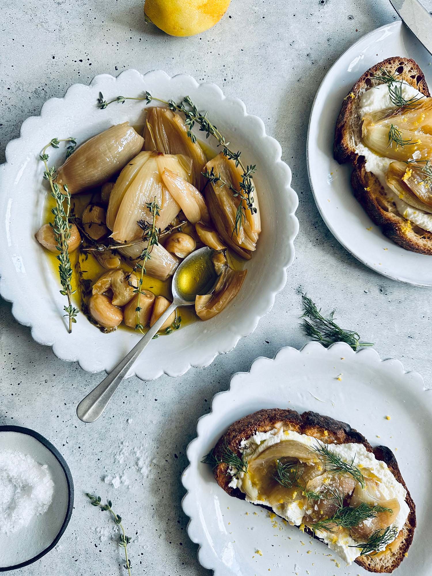 Shallot and Garlic Confit Toast — Peter Som